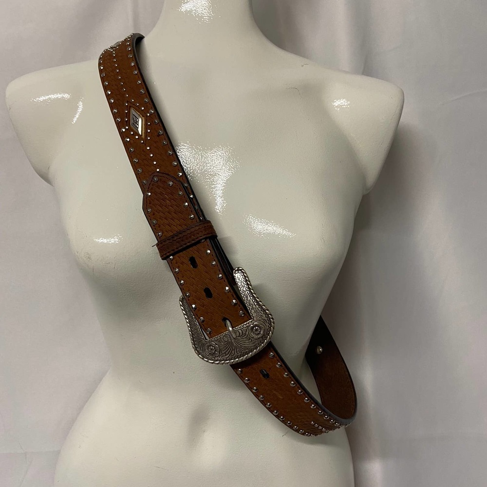 Nocona Belt Genuine Leather Western Diamond Design N2439444 Size 38 Brown